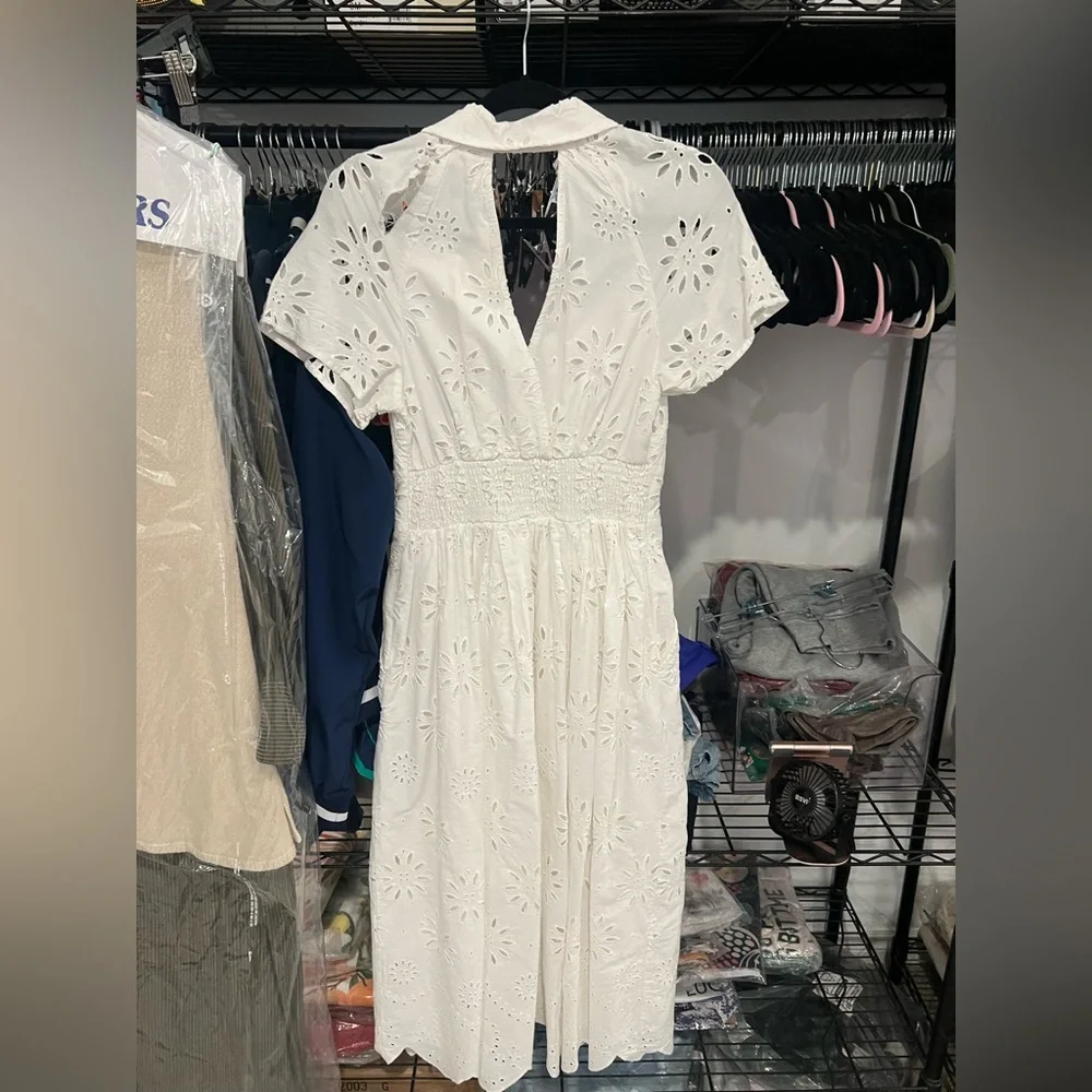 Anthropologie Eyelet Shirt Midi Dress, SMALL NWOT - Picture 9 of 10